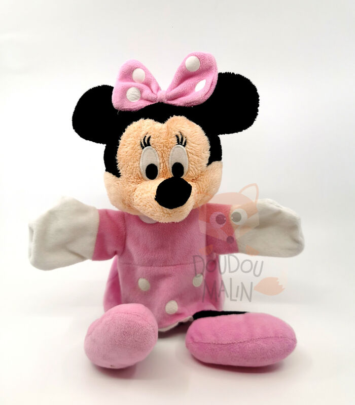  - minnie souris - marionnette robe rose blanc 25 cm 